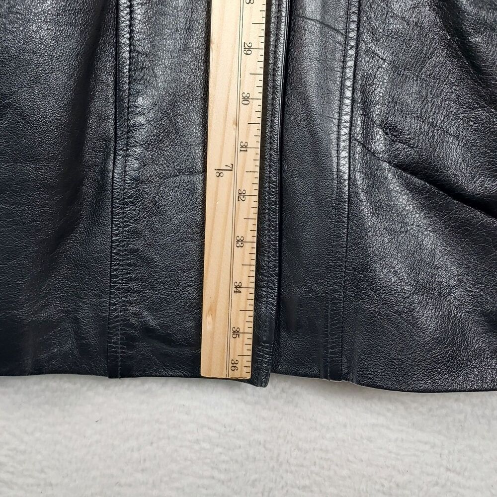 Vintage G-III Black Leather Coat Womens Medium Long Oversized Jacket - Picture 5 of 10